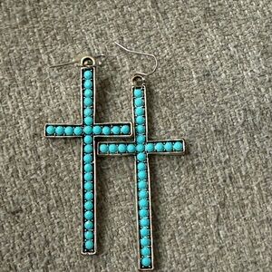 Turquoise Cross Earrings
